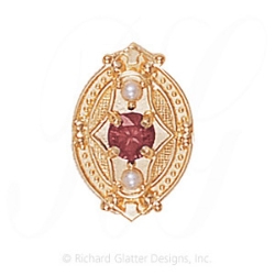 GS449 PT/PL - 14 Karat Gold Slide with Pink Tourmaline center and Pearl accents 